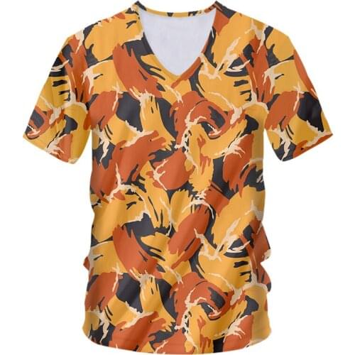 IFPD Camouflage Printed V Neck 3D T-shirt Women Summer Loose Camo Short Sleeve Tee Shirt Male Streetwear Tshirt Top Oversize 6XL