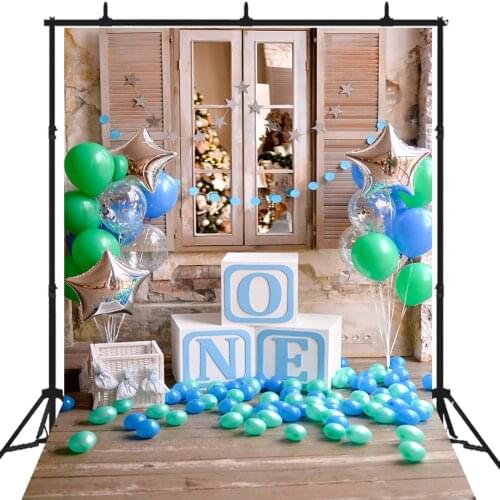 Baby 1st Birthday Party Photography Background Photographic Backdrop Photo Studio one first year boys party decor cake smash