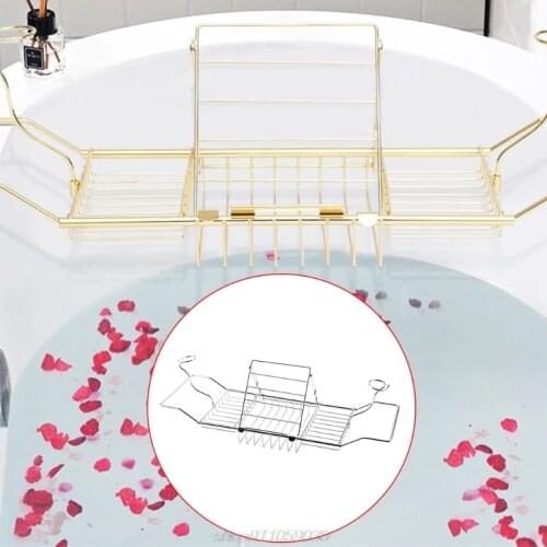 Metal Telescopic Bathtub Rack Non-Slip Retractable Wine Glass Book Holder Bathroom Caddy Tray Rack Shower J30 21 Dropship