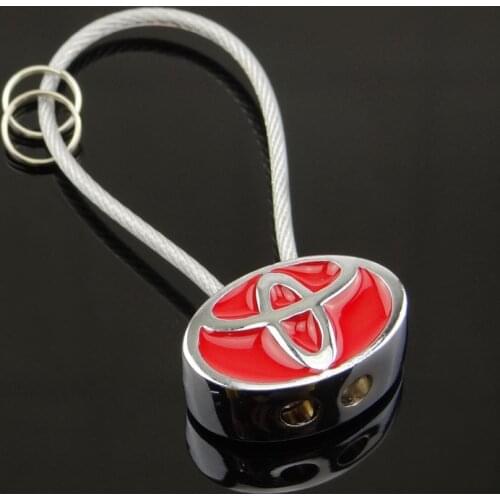 Wire rope styling Metal car keychain for Toyota logo long chain keyring men women classic gift pendant key ring auto accessories