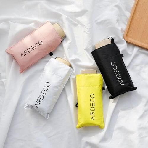 Mini Umbrella Pocket Five Folding Umbrella Women UV Sun Rain Umbrellas Ombrello Yellow Black Rubber Compact B65