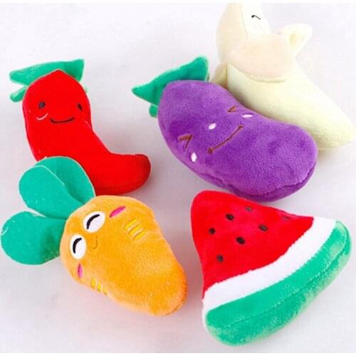 Cartoon Plush Toys for Fruits and Vegetables Sound Toys for Dog Venting Plush Sound Dog Toys