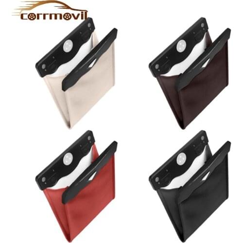 PU Leather Car Trash Can Auto Back Seat Garbage Bin With LED light Portable Organized Storage Rubbish Pocket Paper Dustbin