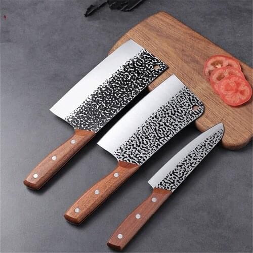 Kitchen Knife Sets of Chef Knife 3PCS Cleaver Stainless Steel Butcher Knife Sets Japanese Knives Meat Clever Cutter Steak Knife