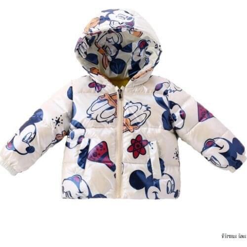 Disney autumn and winter new thickened childrens down cotton padded clothes baby boys and girls Mickey Mouse Hooded Shine Coat