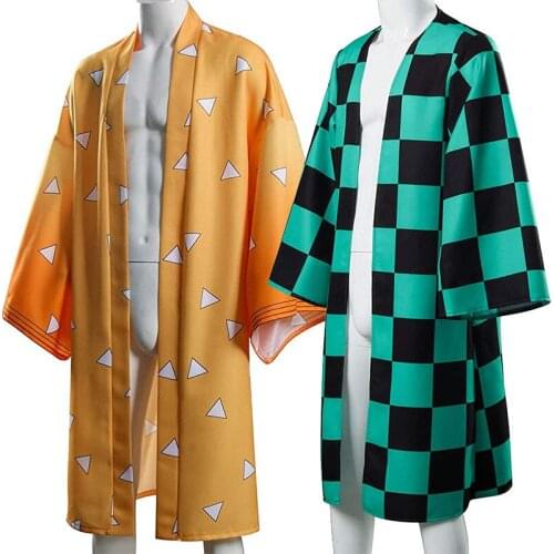 2021 New Demon Slayer Kimono Haori Cloak Cosplay Costume Halloween Adult Child Anime Costumes Cape