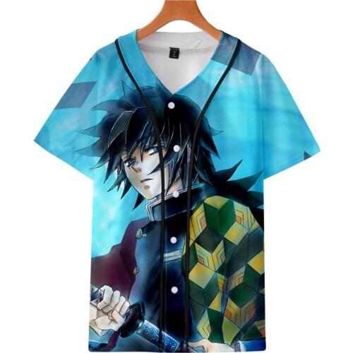 New Anime Demon Slayer Kimetsu no Yaiba 3D Print baseball t shirt Men/Women Fashion Brand Streetwear V-neck Tshirt Anime Tops