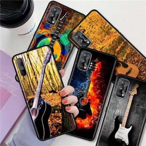 Luxury Phone Case For Realme 6 7 8 Pro C21 C3 XT 5 X50 C20 GT Neo C25 C11 Shockproof Black Soft Cover Music Equipment Guitar Cas