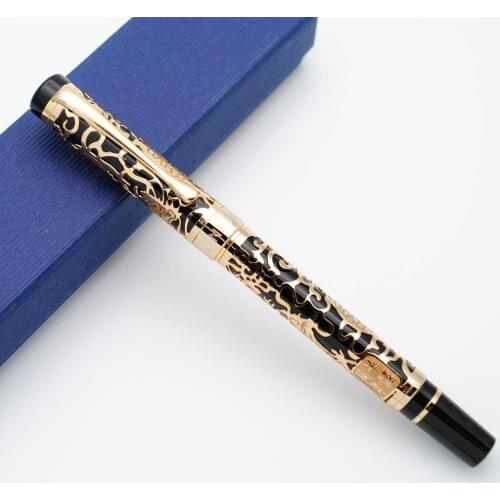 JINHAO 5000 Black Century Dragon Relievo Fountain Pen F Nib