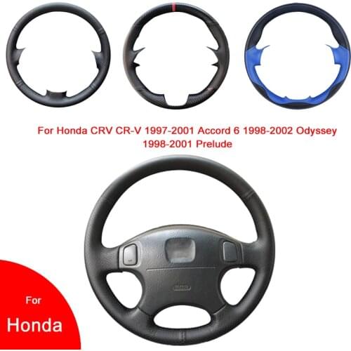 Hand-Stitched Artificial Leather Car Steering Wheel Cover For Honda CRV CR-V 1997-2001 Accord 6 1998-2002 Odyssey Prelude