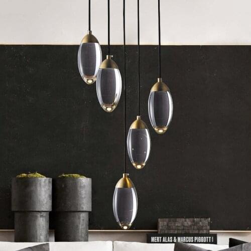 Modern K9 Crystal LED pendant light lamp bedside copper hanglamp living room Chanderlier restaurant lighting fixtures new