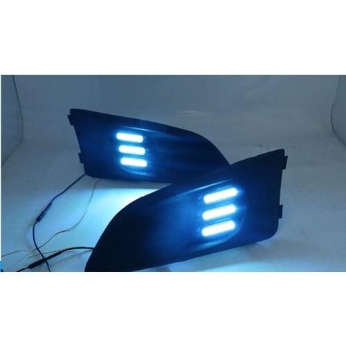 Eosuns Led Drl Daytime Running Light for Chevrolet Aveo 2011-2013 with Dynamic Moving Yellow Turn Signal and Blue Night Light
