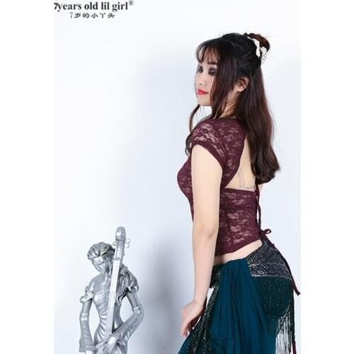 Belly Dance Top Gothic Tribal Belly Bance Top Lace Choli Short Sleeve Top Womens Belly Dance Costume BQQ01