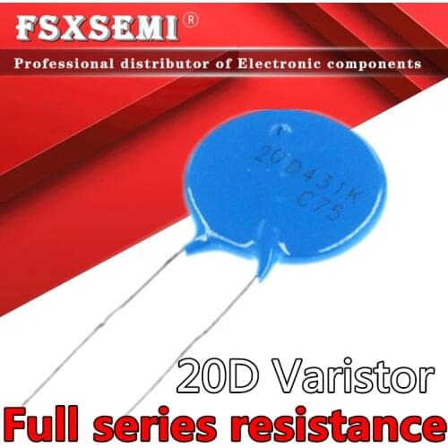 10pcs 20mm Varistor 20D102K 20D112K 20D121K 20D151K 20D180K 20D181K 20D182K 20D201K 20D220K 20D221K