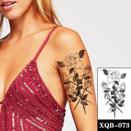 Temporary Tattoo Sticker Sexy Barbed Bouquet of Roses Fake Tattoos Waterproof Tatoos Legs Arm Belly Large Size for Women Girl