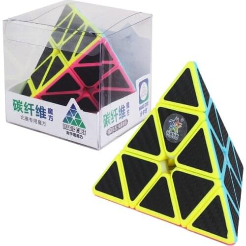 Yuxin Carbon sticker 3x3 pyramid magic cube 3x3x3 professional speed smooth cubo magico 3 Layer children puzzle fun gift toy