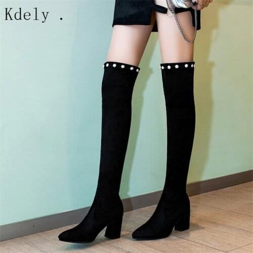 Plus Size 34-40 New Shoes Women Boots Black Over the Knee Boots Sexy Female Autumn Winter lady Thigh High Boots