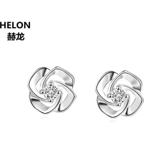 Solid 14k White Gold SI/H Full Cut Natural Diamonds Earrings for Women Stud Earrings Engagement Wedding Party Fine Jewelry