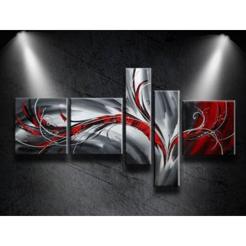 100% Hand Made Abstract Beautiful Passion High Q. Abstract Wall Decor Oil Painting on Canvas Home Decoration 5pcs/set