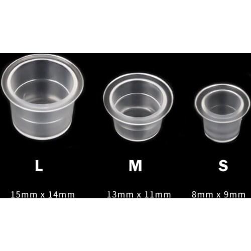 100pc S / M / L Disposable Plastic Microblading Tattoo Ink Cups Permanent Makeup Clear Pigment Cap Holder Container Tattoo