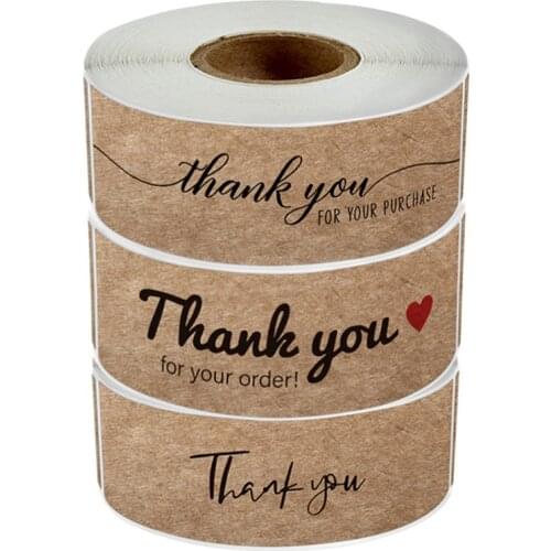 120pcs/roll kraft paper Thank You For Your Order Stickers 3x1 Inch Sealing Labels For Small Business Handmade Decor Stickers