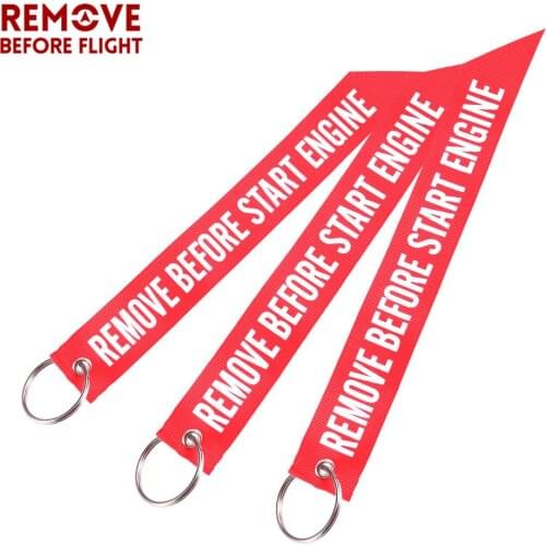 3 PCS Remove Before Flight Streamer Keychains Chaveiro Red Keychain Remove Before Start Engine Motorcycle Streamer Key Chain