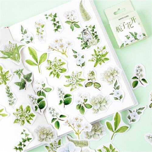 46pcs/set Gardenia Colorful Pattern Colored Stickers Kawaii Stationery Scrapbooking Photo Album Decorative Stickers