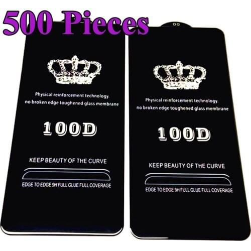 500pcs 100D Tempered Glass Full Glue Coverage Screen Protector Film For Xiaomi Redmi Note 10 Pro Max 10S 9 9S 9A 9C 9T 8 8A 8T