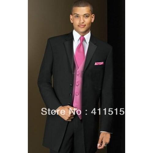 Free shipping!custom made cheap man suits/Long black Jacket Notch Lapel wedding Groom wear Tuxedos/custom groom men dress