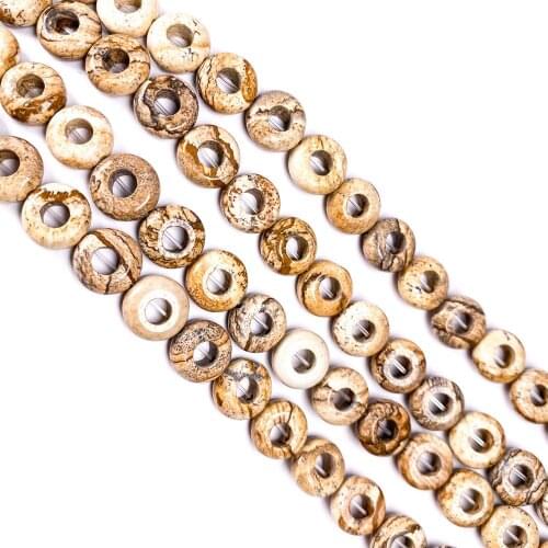 1 Strand 20Pcs 10x4mm Natural Brown Picture Jasper Large Hole Beads For DIY Jewelry Making Accessories 15.5Inch Exquisite Gift