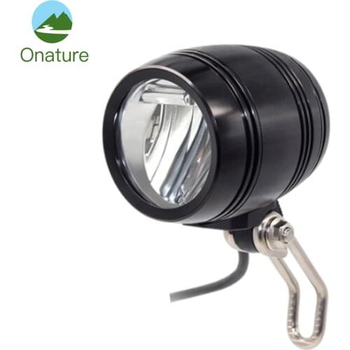 Onature electric bike light headlight 100 lux input DC 12V 36V 48V 60V aluminum led ebike front light electric bike accessories