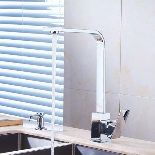 Chrome Brass Deck Kitchen Sinks Faucet High Arch 360 Degree Rotating Swivel Cold Hot Mixer Water Tap GYD-7119Kitchen Faucets