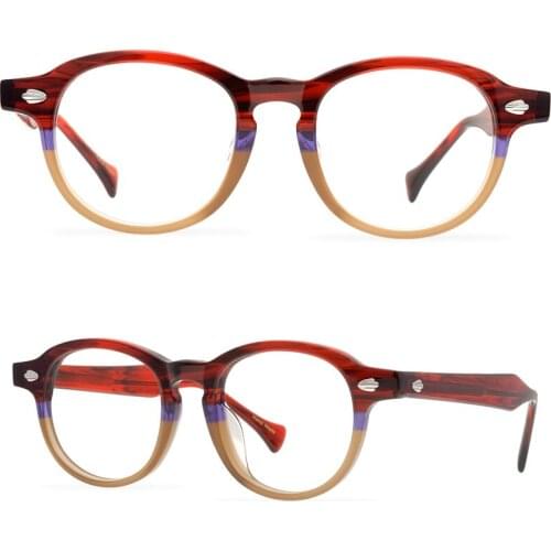 Personalized striped large frame acetate glasses retro round frame plate glasses frame