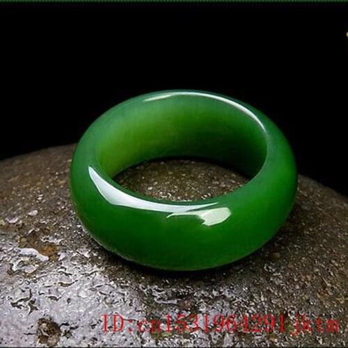 Green Jade Ring Chinese Natural Jadeite Amulet Fashion Charm Jewelry Carved Gifts for Her Women Men