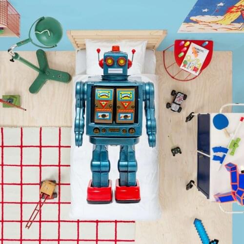 Kids Comforter Cover 3D Robot Print Bedding Set Cute Duvet Cover Set for Men Teen Boys 3pcs Quilt Cover with Pillow Case