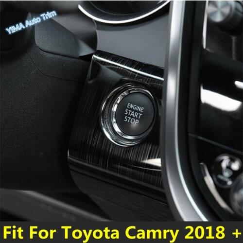Lapetus One Button Start Stop Engine Push Button Frame Cover Trim Fit For Toyota Camry 2018 - 2021 Stainless Steel interior Kit