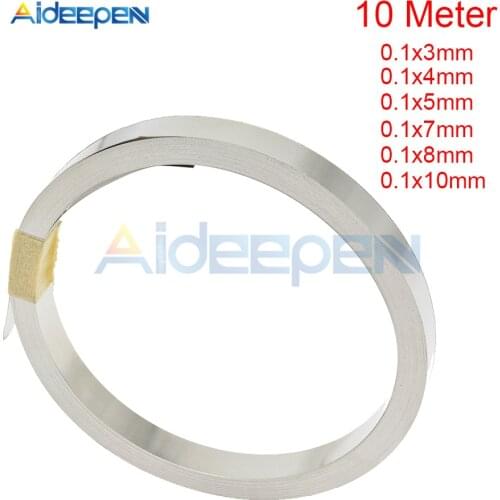 10m 18650 Li-ion Battery Nickel Sheet Plate Nickel Plated Steel Belt Strip Connector for Spot Welding Machine 0.1x3/4/5/7/8/10mm