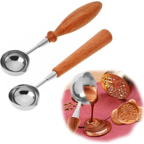 Anti-Hot Sealing Wax Spoon Wood Handle Retro Wax Stamping Spoons Invitation Cards Decorative Stamps Craft