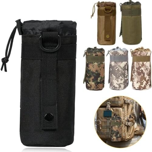 Upgraded Tactical Molle Water Bottle Pouch Bag Military Outdoor Travel Hiking Drawstring Water Bottle Holder Kettle Carrier Bag