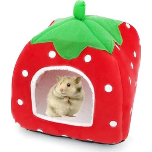 NACOCO Hamster Strawberry Nest Totoro Warm Bed Pet Guinea Pig Pad Hedgehog Mat Dog Cat Cotton Fluff Soft Comfortable for Cats Sm