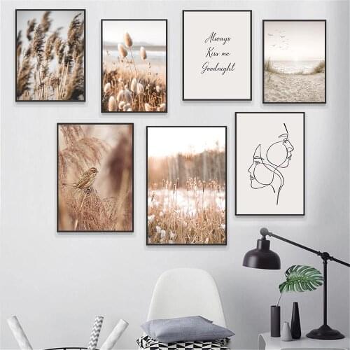Reed Wild Plant Dandelion Wall Art Canvas Painting Abstract Line Quote Posters And Prints Scandinavian Picture Living Room Decor