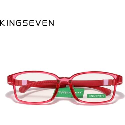 KINGSEVEN Children Size 50mm Anti-blue Square Blue Light Blocking Glasses Kids Boy Girls Computer Clear Eyewear Frame UV400 Fil