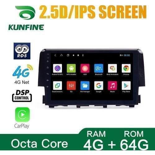 Octa Core 1024*600 Android 10.0 Car DVD GPS Navigation Player Deckless Car Stereo for Honda Civic 2016 Radio Headunit Wifi