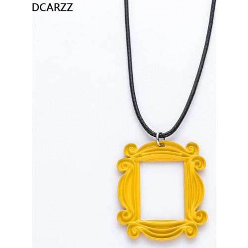 Friends Monica Peephole Frame Pendant with Leather Cord Necklace Big Necklaces Friends TV Show Gift Replica Jewelry Wholesale