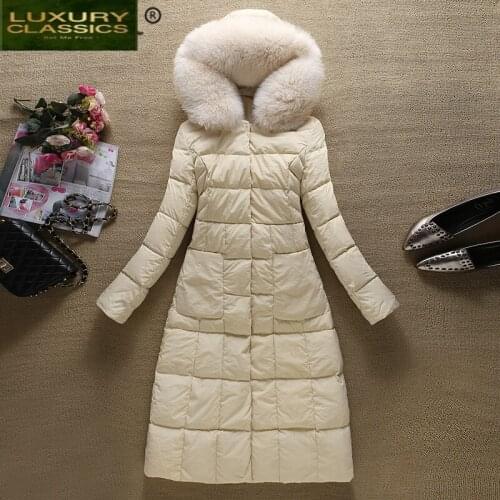 Winter Coat Female Fashion 90% Duck Down Jacket + Large Fox Fur Hooded Korean Ladies Warm Thick Long Coats Hiver YRF9802A