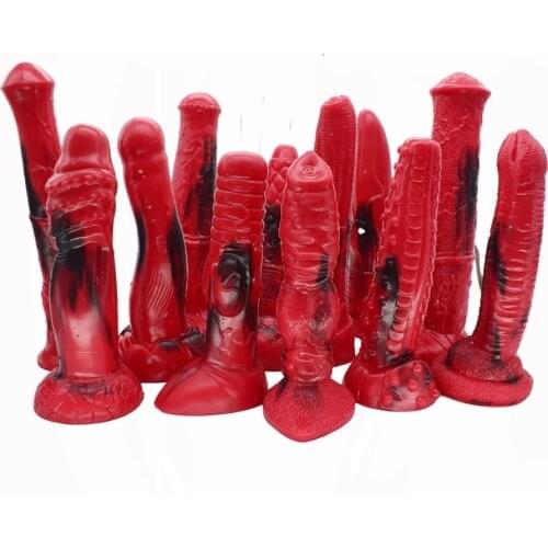 Animal Horse Penis Silicone Long Realistic Dildo Colorful Red and Black Sucker Cock Anal Sex Toys for Men Women Couples Gay 18