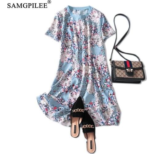 Dresses For Women Summer Clothes For Women 2020 Casual A-line Print Short Knee-length Empire O-neck Dress Plus Size Vadim 3xl