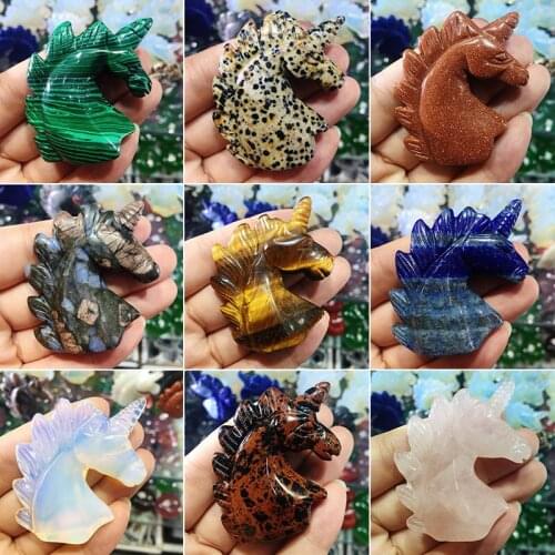 Multicolor Natural Quartz Crystal Gemstone Unicorn Reiki Healing Handmade Carved Crystal Unicorn For Decoration collect 1pcs