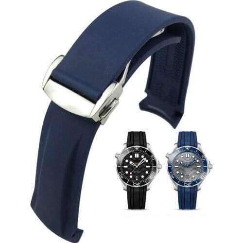 Silicone Watch Strap for Omega Watch AT150 SeaMaster 007 Mens Universe Ocean Series Rubber Sports Strap for Seiko 20mm 22mm