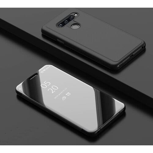 Luxury Mirror Clear View Case for LG V30 V40 Phone Cover Plating Base Vertical Stand